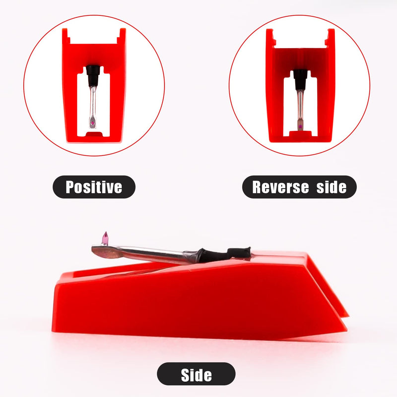 3pcs Record Player Needle, Turntable Replacement Needle Long-Lasting Record Player Needle Replacement Diamond Stylus Replacement for Vinyl Record Player LP Phonograph,Victrola, ION, Crosley (Red) 3