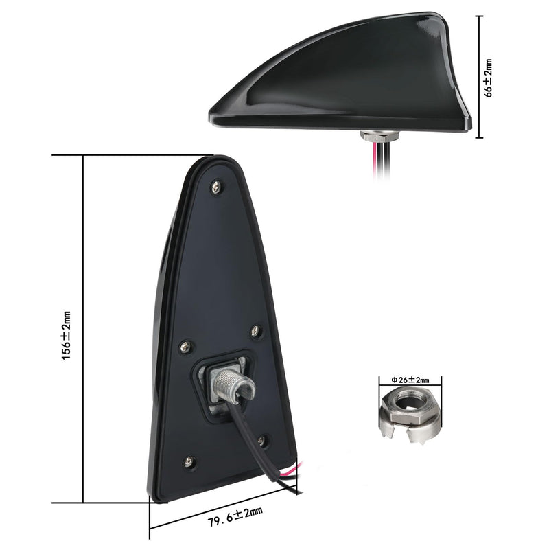 Bingfu Shark Fin Antenna for Car/Truck/RV - FM/AM Radio + GPS/BeiDou Dual-System, 28dB High Gain LNA, IP65 Waterproof, 9-16V Wide Voltage