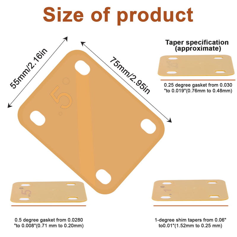 3pcs Guitar Neck Shims, Plastic Guitar Neck Plate for Guitar Neck Protection with 3 Taper 0.25°, 0.5° and 1° Guitar Neck Gasket for Bass Electric Guitar Neck Protection and Repair (Khaki)