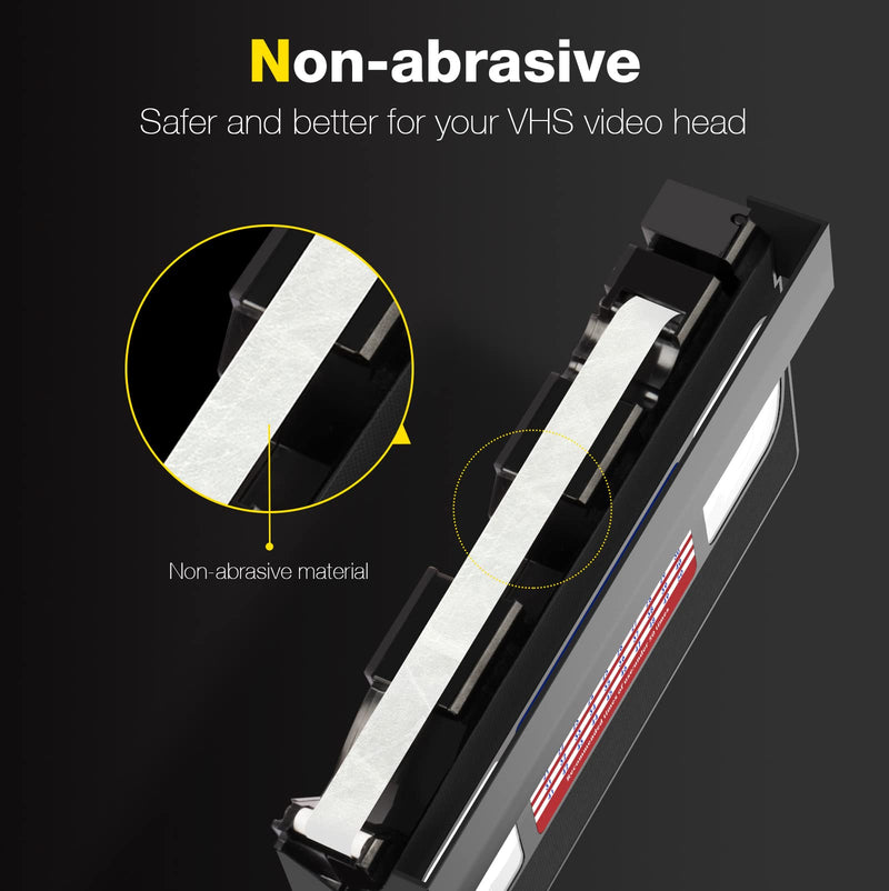 VHS Head Cleaner for VHS/VCR Players, Dry Technology- No Fluid Reusable Video Head Cleaner Tape