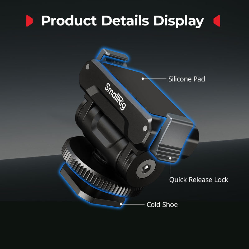 SMALLRIG Cold Shoe Adapter Mount for DJI Osmo 360 / Action 5 Pro / 4 / 3, with Quick Release Mount, 180° Tilt Adjustable - 5436