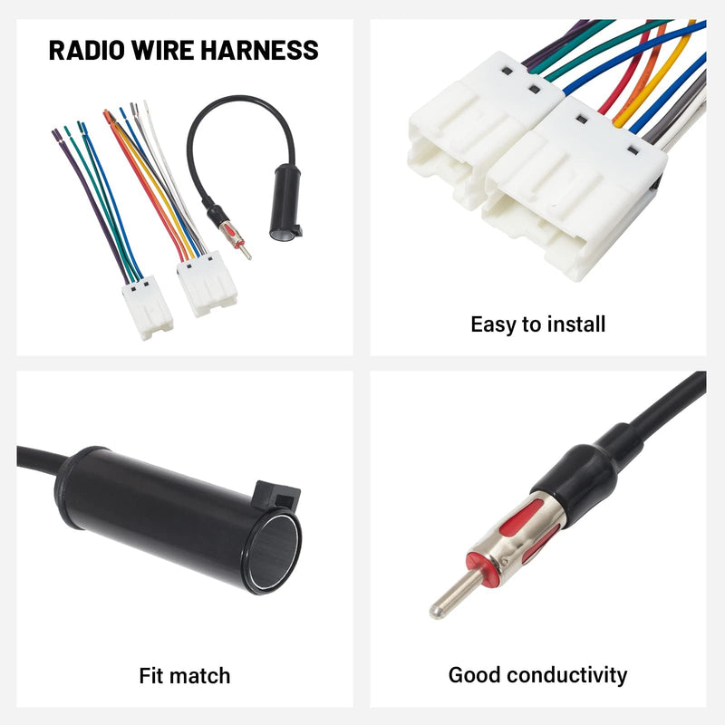 RED WOLF Radio Wiring Harness w/Antenna Adapter Compatible with Nissan 1998-2012 Frontier Pathfinder Titan, for Infiniti 1990-2008 G2/QX4 Install Aftermarket Stereo CD Receiver Cable Connector Kit