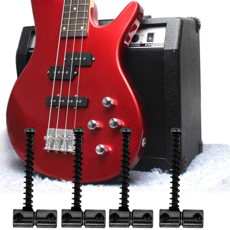 4pcs Electric Bass Compensated Saddles Set,Bass Bridge String Saddles Spring Screws for Electric Bass Guitar (Black)