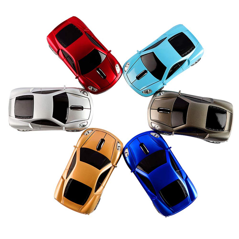 Wireless Mouse, 2.4GHz Cool Sport Car Shape Wireless Mouse Optical Cordless Mice with USB Receiver for PC Laptop Computer Notebook 1600 DPI-Blue blue