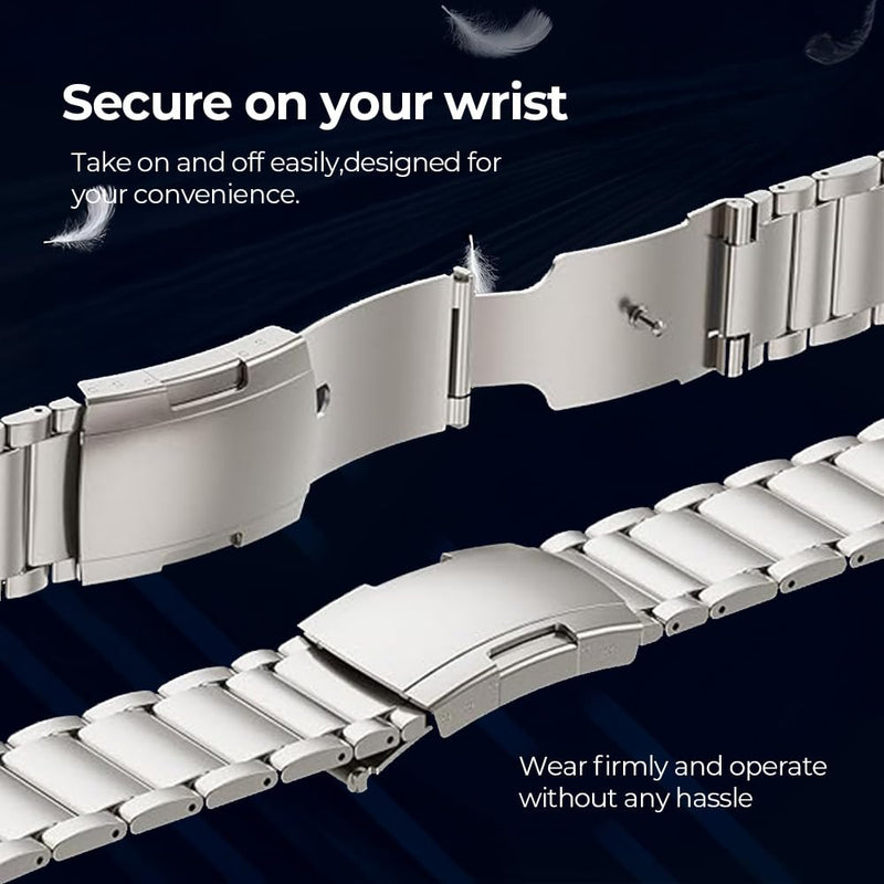 Titanium Metal Band Strap for Fitbit Versa 4 3 &Sense 2 1 Accessory | 40% Lighter than Steel,Hypoallergenic,Corrosion Resistant,Durable,Fits wrist 5.9"-8.6",Length Adjustable,Secure Clasp,for Men Sliver 20mm