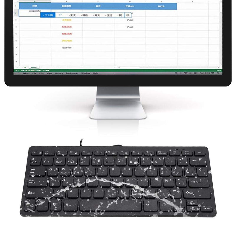 Spanish Keyboard, Wired Mini Portable Spanish Keyboard USB Interface for Desktop Computer Ultra-Thin 78 Keys, Ultra-Thin Mini USB Wired Keyboard