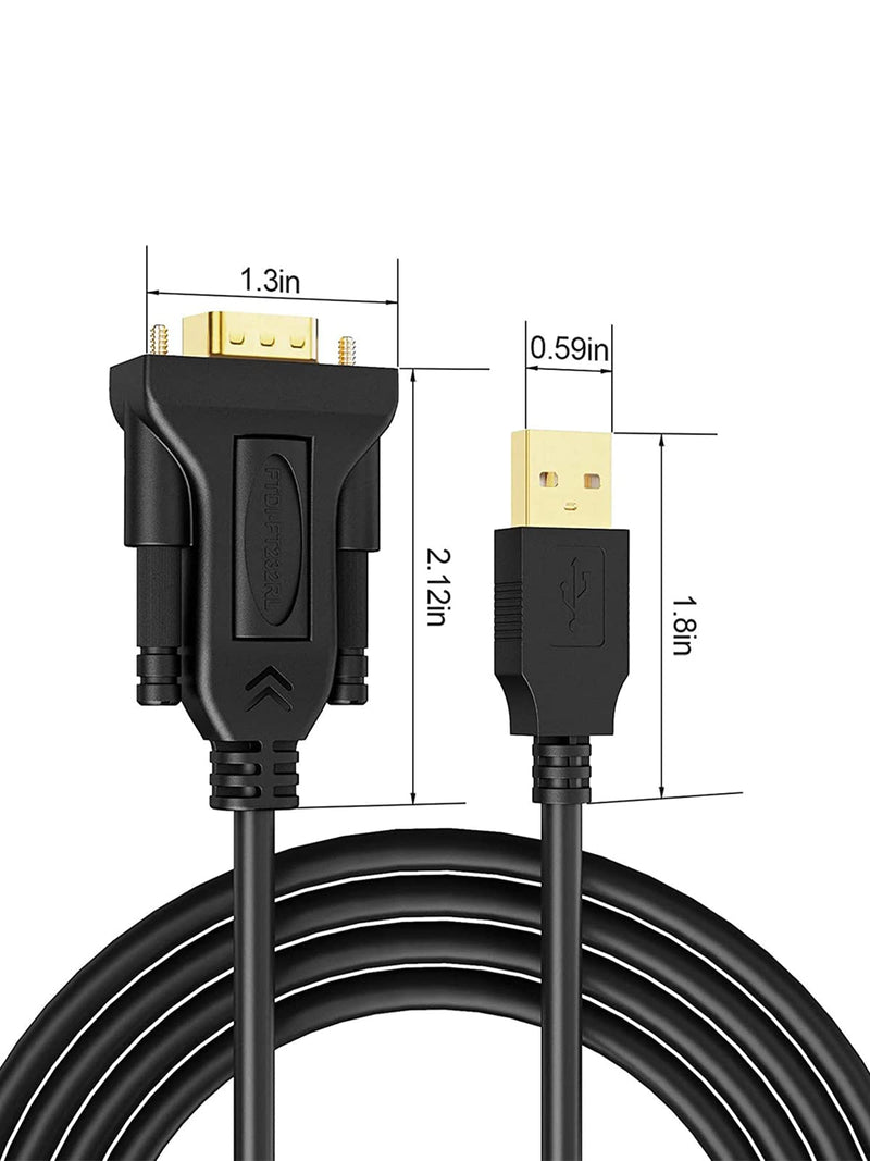 USB to RS232 Adapter (FTDI Chipset), CableCreation 3 Feet RS-232 Male DB9 Serial Converter Cable for Windows 10, 8.1, 8,7, Vista, XP, 2000, Linux, Mac OS X 10.6 and Above,1M / Black 3.3ft/1M