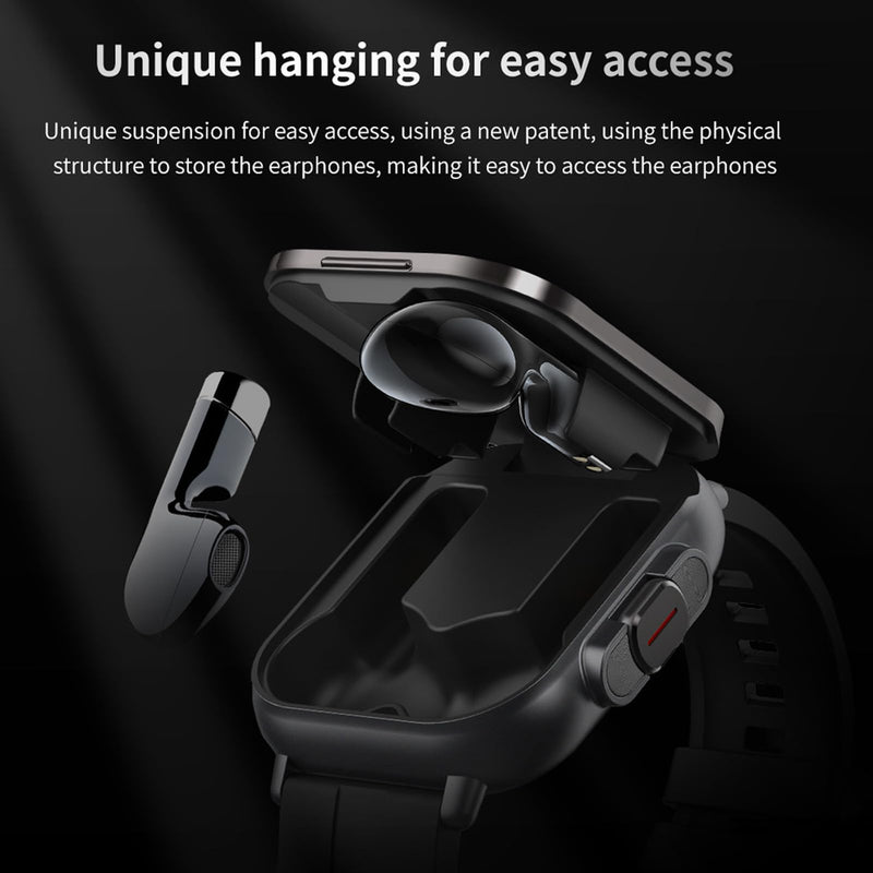Zopsc 2 in 1 Smart Watch with Earbuds, 2.01in HD Touch Screen | Bluetooth Call Smartwatch, Fitness Tracker with Heart Rate Monitor, Magnetic Charging for iOS , Built-in Earbuds