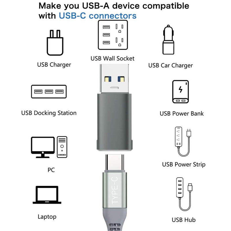 10Gbps USB C Female to USB Male Adapter 2 Pack, QCEs USB 3.1 Gen2 to USB C Adapter Double-Sided Data Transfer and 60W Fast Charging Connector Compatible with iPhone 13/iPad/AirPods,Laptop,Quest Link