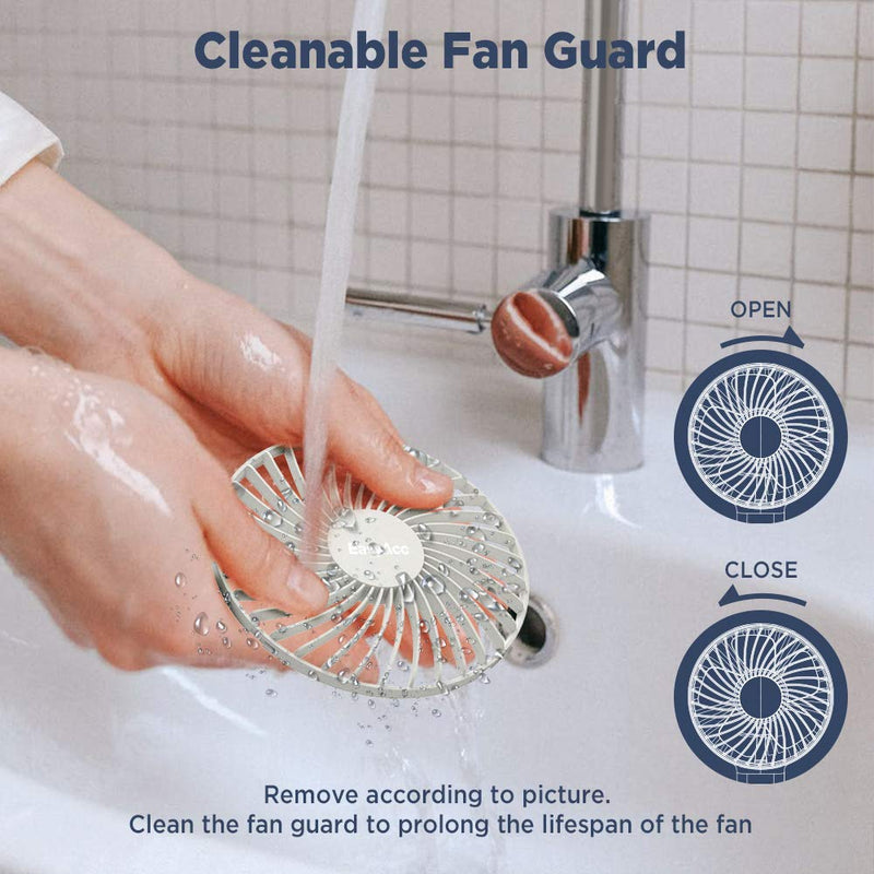Handheld Fan, EasyAcc 2022 Upgraded Portable Fan [ 4 Speed Quiet Powerful Hand Fan] 3-17 Hours Battery Operated Fan, One Touch Power Off Foldable USB Desk Fan Personal Fan for Home Travel Outdoor 3-17 Working Hours White