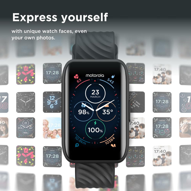 Motorola Moto 40 Bluetooth Smartwatch -10 Days Battery Life, Google Fit Integration, 1.5'' Crystal Clear Display, Heart Tracking, in-Depth Sleep Tracking, iOS and Android Compatible - Phantom Black