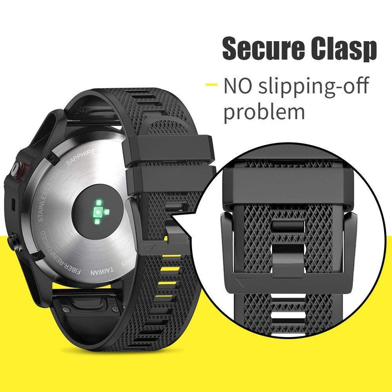 NotoCity Compatible with Forerunner 935 Watch Band Silicone Watch Strap Replacement for Fenix 5/Fenix 5 Plus/Fenix 6/Fenix 6 Pro/Forerunner 935/945/Approach S60/Quatix 5(Black/Slate/Red/Orange/Army) Black/Slate/Red/Orange/Army