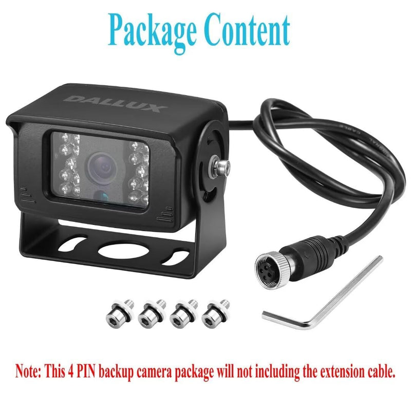 Bus Truck Vehicle Backup Cameras Wide View Angle cab cam Rearview Reverse Waterproof Night Vision 4 PIN Cam for Travel Trailer/Pickup/Van/RV Camper/Motor Home (12V,package not include extension cable) DL003