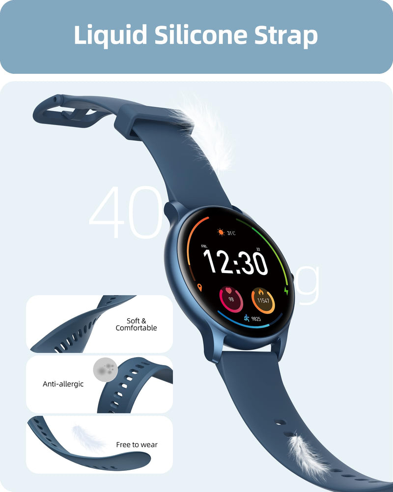 Parsonver Smart Watch for Men Women(Answer/Make Calls), Fitness Tracker | Compatible with iPhone/Android Phones, 100+ Sports Modes IP68 Waterproof, Pedometer, Heart Rate/Sleep/Steps Monitor, Blue
