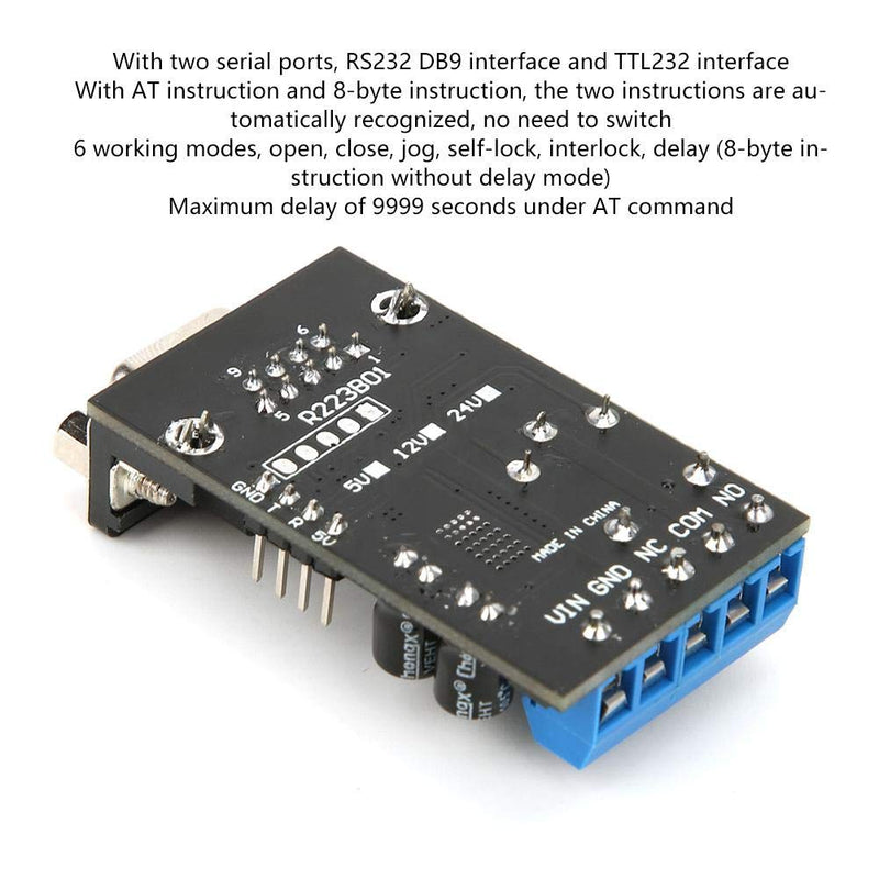 DC 12V 1 Channel RS232 Delay Relay Module, RS232 Delay Relay Module 1 Channel Serial Port UART Multifunctional DC12V R223B01