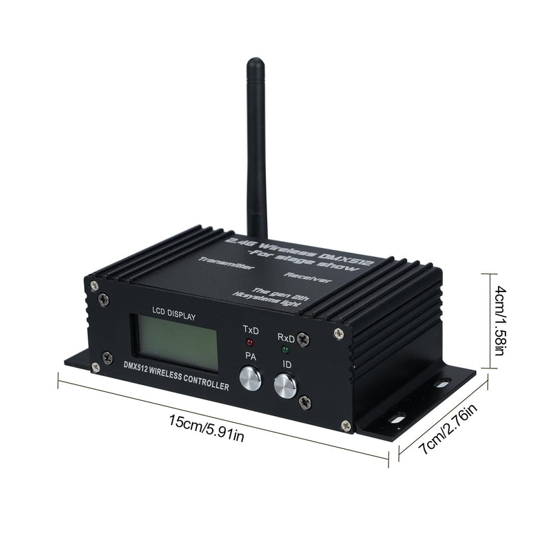 LIXADA DMX512 2.4G Wireless Controller Transmitter Receiver Adjustable Repeater Lighting Controller LCD Display Power 35 Groups ID Coding for Party DJ Show Club LED Stage Disco KTV Stage Light