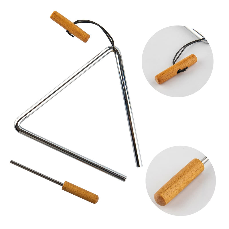 [AUSTRALIA] - Triangle Hand Percussion with Striker,Rhythm Steel Triangles Music Instrument (8 inch) 8 in 