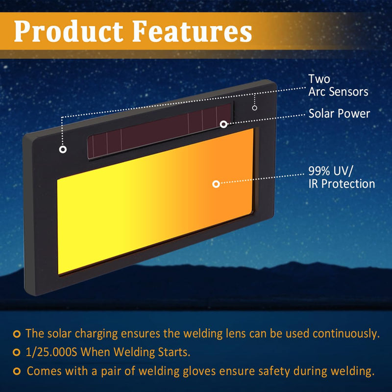 [AUSTRALIA] - Auto Darkening Welding Lens 2"x4 1/4"x0.2" Shade 10, Solar Energy True Color Blue Welding Lens, Gold Welding Lens Replacement for Standard Welding Hoods and Welding Helmets 