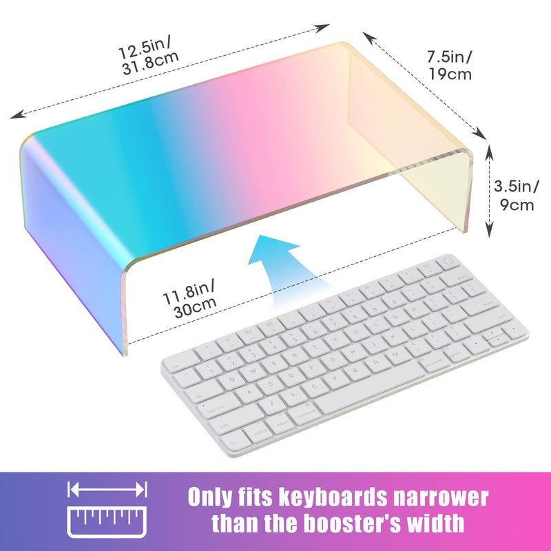 NiHome Iridescent Acrylic Computer Monitor Stand, Acrylic Laptop/PC Riser | Colorful Desktop Stand, Acrylic Monitor Riser, Durable, Ergonomic Design, Space Saving for Home and Office