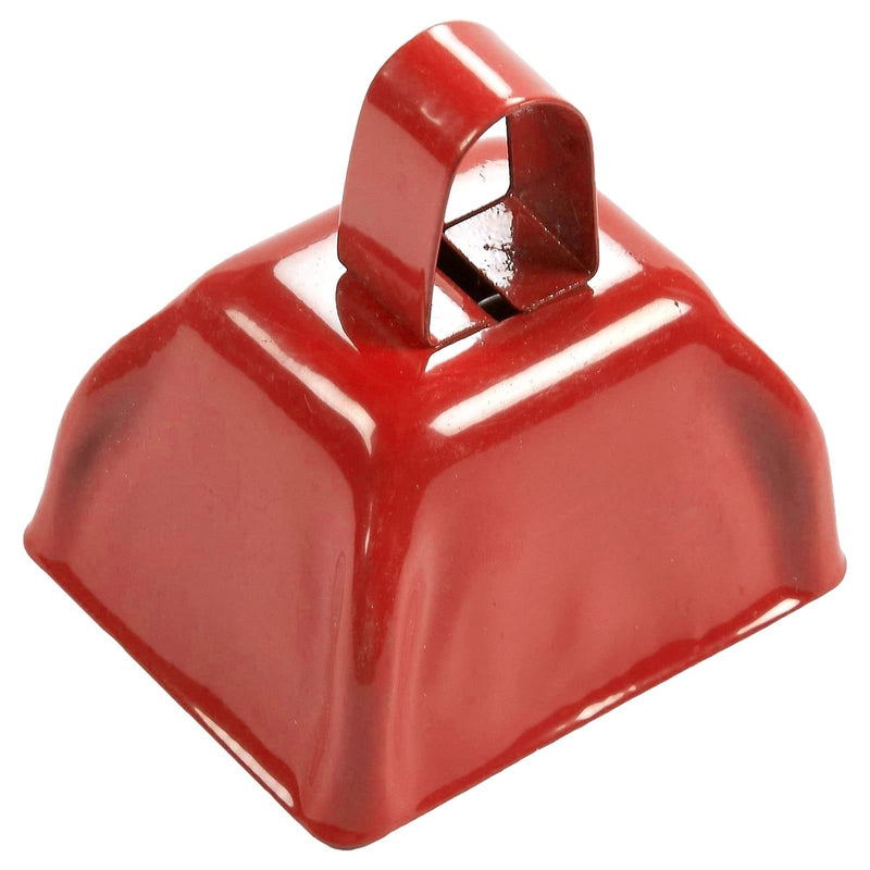 BLUE PANDA Cow Bells for Sporting Events - 3-Inch Red Iron Handheld - Pack of 12 Mini Cowbell Noisemakers - Celebration Cheering Noise Makers