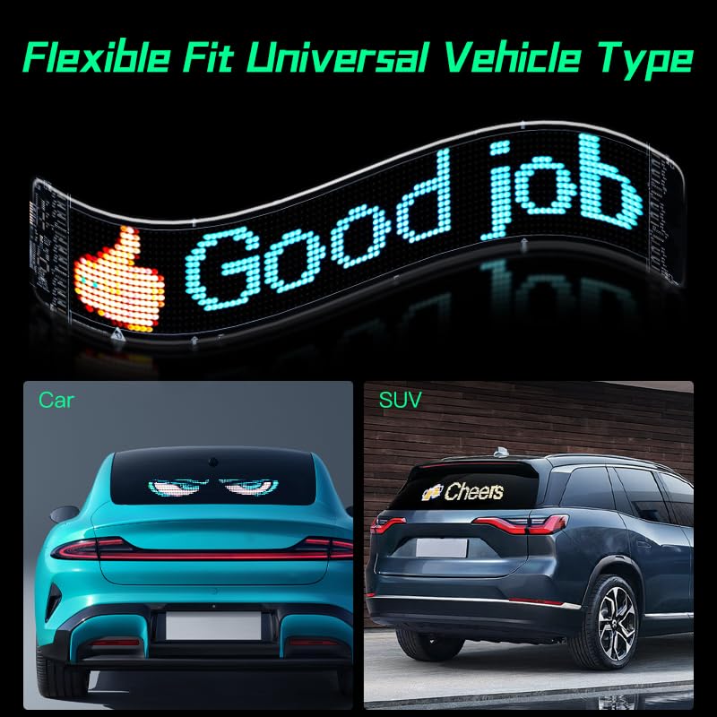 Gelrova Dynamic LED Devil Eye Lights, 23.6" x 4.7" Mega LED Car/Store Display, Jumbo Programmable Panel, USB-Powered, App/Remote Control, Custom Scrolling Text & GIFS for Trucks, Shops, Events 23.6" x 4.7"