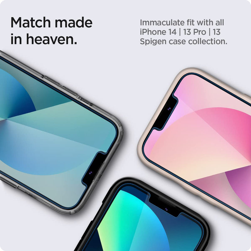 Spigen Tempered Glass Screen Protector [GlasTR EZ FIT] designed for iPhone 14 / iPhone 13 Pro/iPhone 13 [2 Pack]