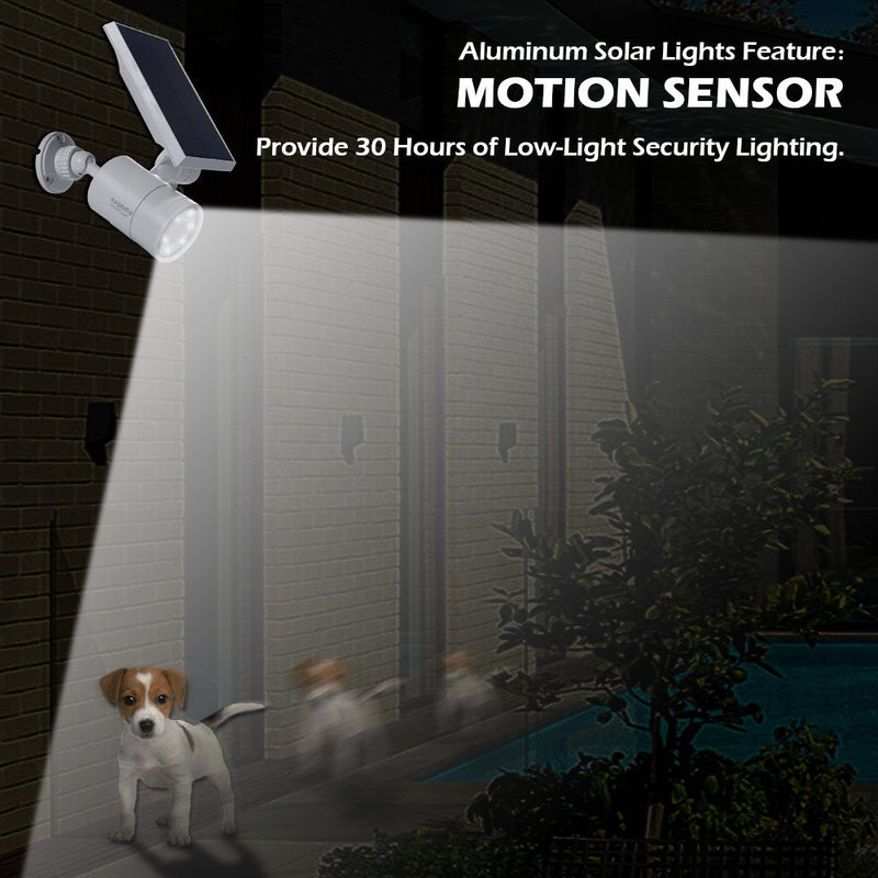 [AUSTRALIA] - Solar Motion Sensor Lights Outdoor 9-Watt(110W Equ.) 1400-Lumen Aluminum Solar Motion Spotlights Flood Security for Outside Garden Driveway Garage Home, 2-Year 100% FREE Warranty Guarantee(White) White 