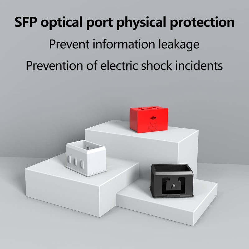 10Pcs SFP Port Lock with 1 Keys,Switch Port Lock/Fiber Port Security Plug,SFP Dust Cap to Prevent Unauthorized Access,Suitable for Data Centers, Server Room,Desktops,Laptops,etc. (Black) Black