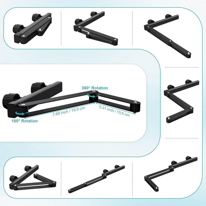 Mippko Car Headrest Camera Holder,2-Stage Aluminum Alloy Extension Foldable Arm, Double 1/4"-20 Threaded Screw Compatible with GoPro/Insta 360 / DJI OSMO Pocket3 / Mevo Start/DSLR/iPhone