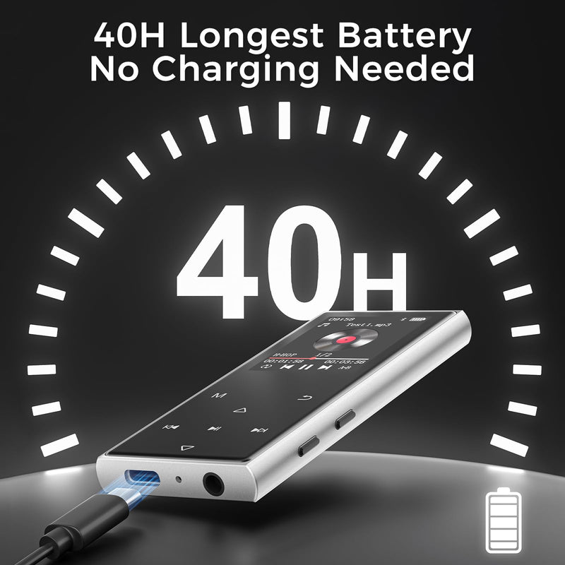 [AUSTRALIA] - 128GB MP3 Player with Bluetooth 5.3, AGXOV Music Player with Built-in HD Speaker, FM Radio, Voice Recorder, HiFi Sound, E-Book, Earphones Included (1.77''128GB) 1.77''128GB 