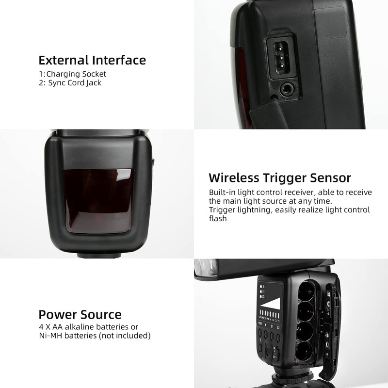PHOTOOLEX FK300 Camera Flash Speedlite for Canon Nikon Sony Panasonic Olympus Fujifilm Pentax Sigma Minolta Leica and Other SLR Digital Cameras and Digital Cameras with Single Contact Hot Shoe
