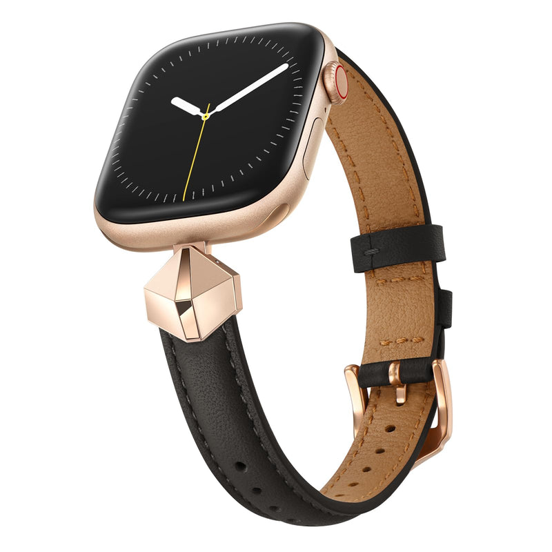 WFEAGL Leather Band Compatible with Apple Watch Bands Women 38mm 40mm 41mm 42mm(Series 11/10),Dressy Slim Grain Genuine Leather band for iWatch SE Series 11/10/9/8/7/6/5/4/3/2/1