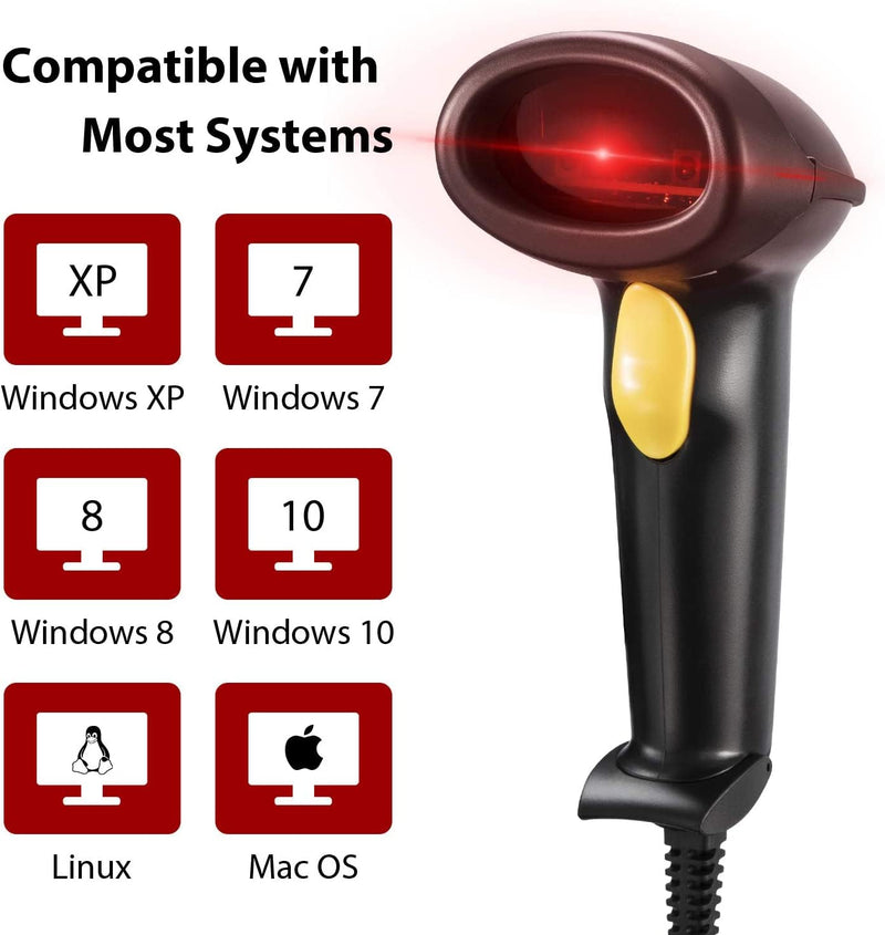 [AUSTRALIA] - Esky Barcode Scanner with Stand, Wired Handheld Bar Code Scanner with Adjustable Stand, Automatic 1D USB Laser Scanner Support Windows/Mac/Linux for Store, Supermarket, Warehouse, Library 1 Pack 