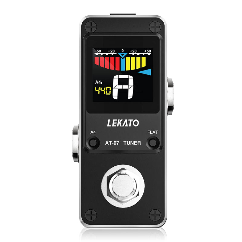 [AUSTRALIA] - LEKATO Guitar Tuner Pedal with True Bypass, Chromatic Tuner Pedal for Electric Guitar and Bass, Color Display Tuning Pedal with Mute, Pitch and Flat Tuning Black Tuner 