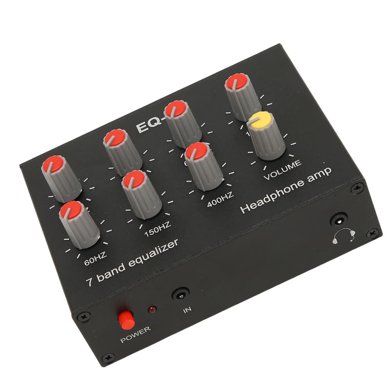 7 Band Sound Equalizer, Output Input, 12dB High Bass Adjustment, Two channel Digital Equalizer, 3.5mm Interface, for Recording, Streaming, Podcasting