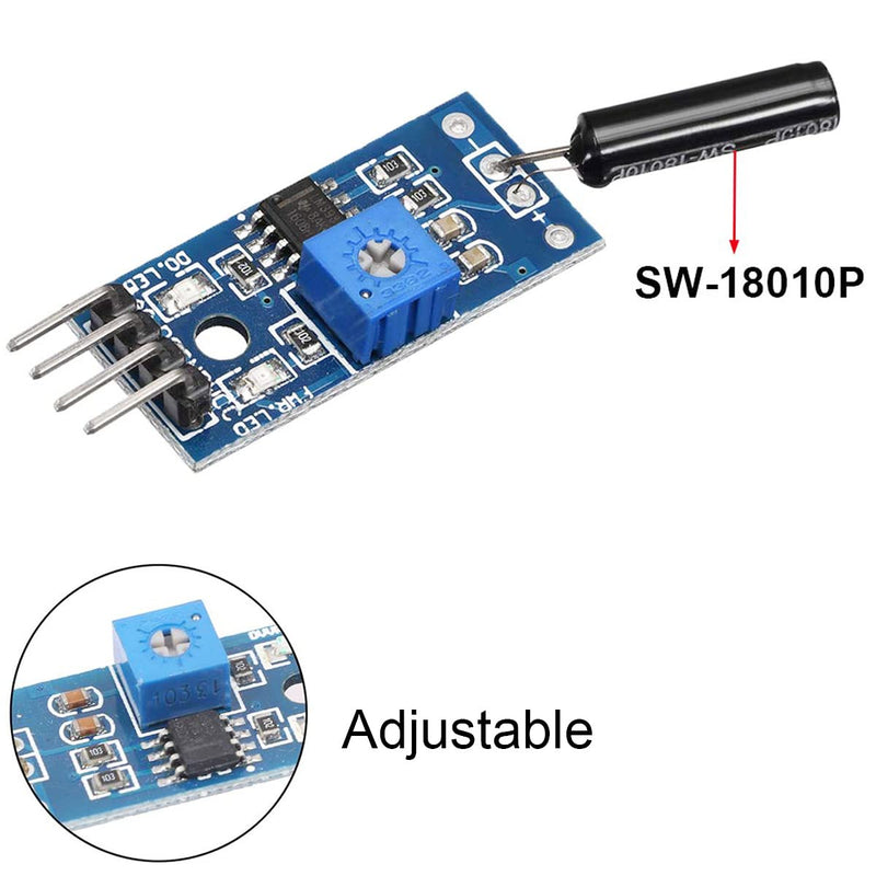 [AUSTRALIA] - Youmile 10pcs High Sensitive Vibration Switch Sensor Module SW-18010P Alarm Sensor Module Vibration Module with DuPont Cable for Arduino 