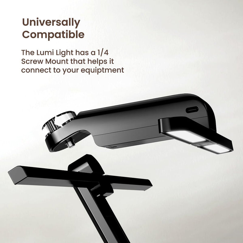 Music Stand Light Compatible Bravo Music Stand, 2 Level of Brightness,1/4" Screw Mount Adapter, Black