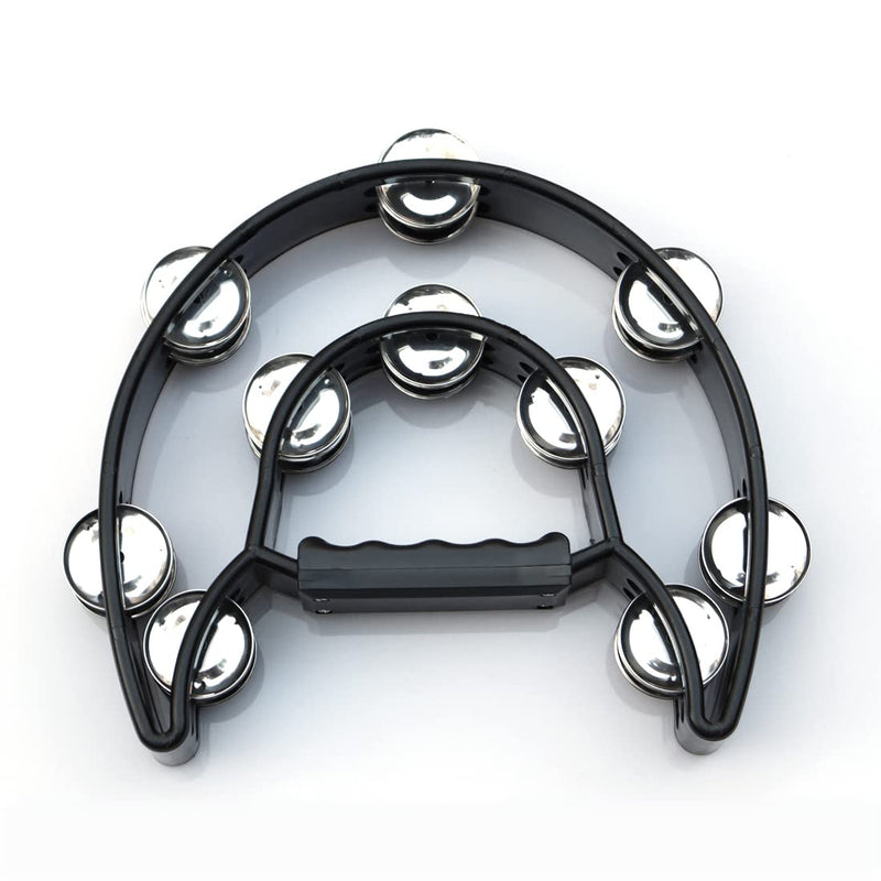 Tambourine Double Row Hand Held Percussion Tambourine with Metal Jingles for KTV Party (Black) Black