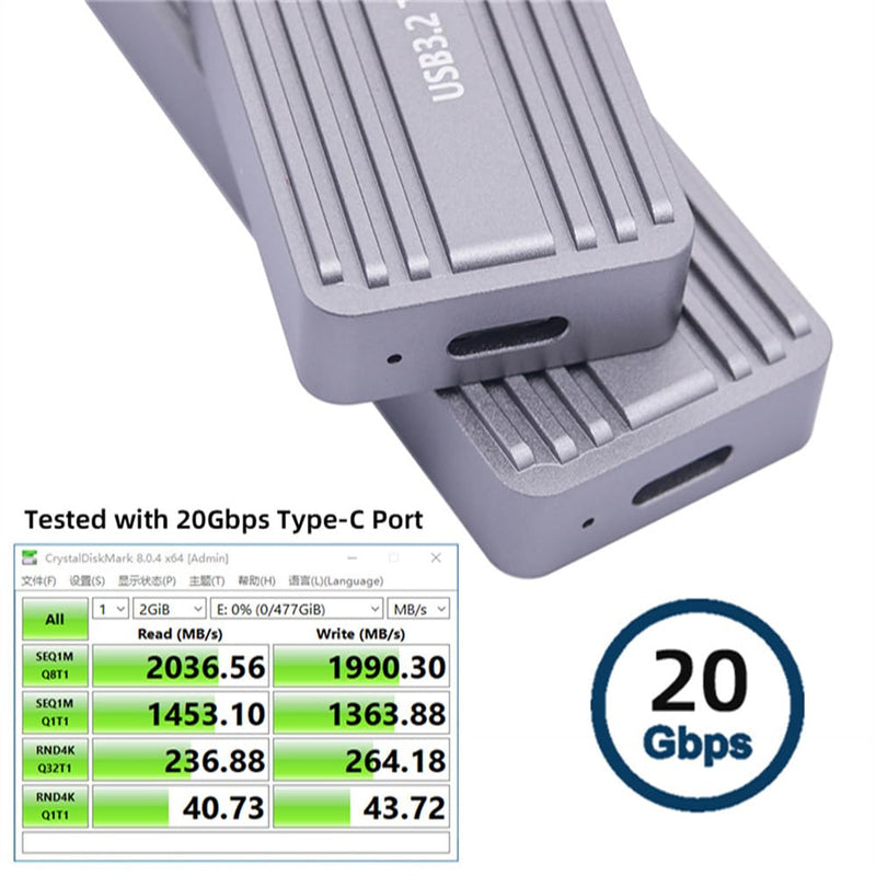 Cablecc 20Gbps USB4 Type-C USB3.2 to M.2 NVME M-Key NGFF SATA SSD PCBA Enclosure 2280/2242/2230mm Adapter RTL9220 Chipset 20Gbps(22x80mm)