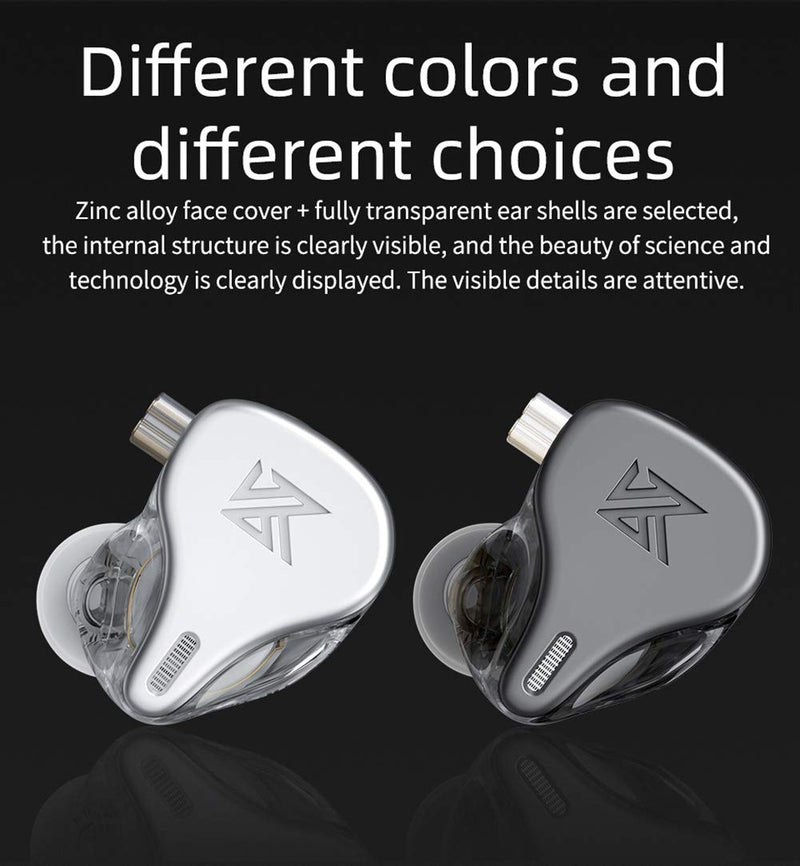 KZ DQ6 Array Type Three-Unit Dynamic in-Ear Headphone, HiFi Stereo Noise Isolating Sport IEM Wired Earphones/Earbuds/Headphones with Detachable Cable (Without Mic, Grey) Without Mic