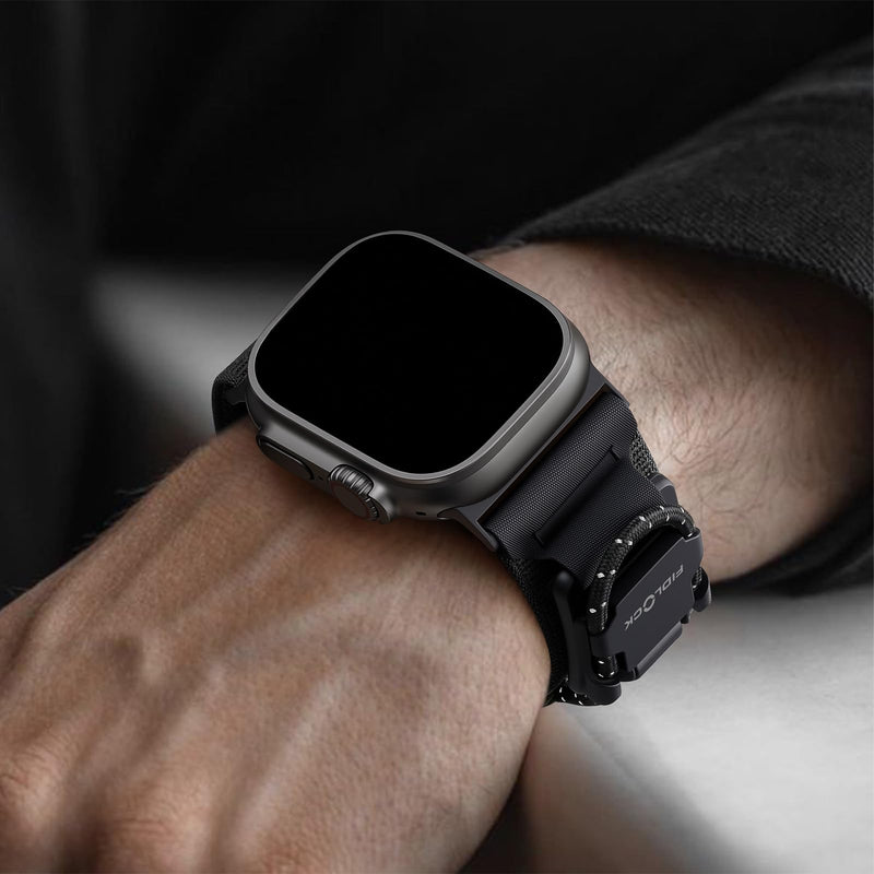 Bandletic Compatible with Apple Watch Ultra 3 / Ultra 2 Bands 49mm for Men | 30mm Wide Braided Nylon Strap with Magnetic Fidlock Hook Rope Buckle for iWatch Series 11/10 46mm, 9/8/7 45mm, SE/6/5/4 44mm Black Large(7.1"-7.6") 49/46/45/44mm