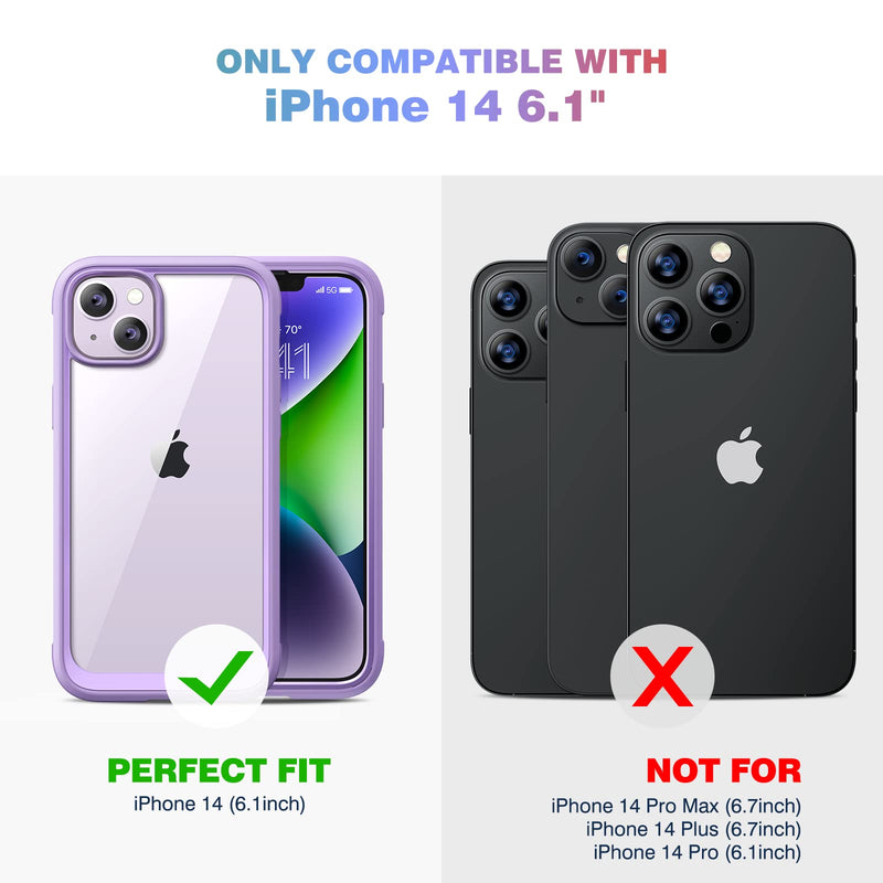 Diaclara Designed for iPhone 14 Case, Full Body Rugged Case with Built-in Touch Sensitive Anti-Scratch Screen Protector, with Camera Lens Protector for iPhone 14 6.1" (Peri Purple) iPhone 14 6.1'' Peri Purple