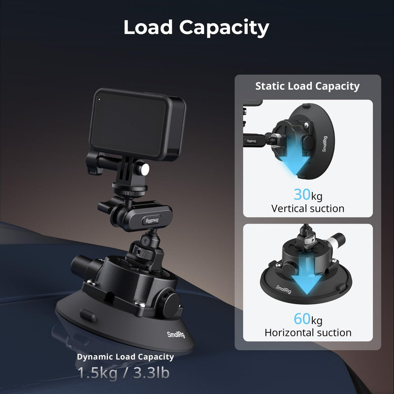 [AUSTRALIA] - SMALLRIG 4.5" Suction Cup Mount with Ball Head Magic Arm, Camera Mount for DJI Osmo Action 5 Pro/4, for Insta360 x5, for Gopro 13/12,on Car Windshield or Window, Compatible with Action Cameras-5855 4.5" 