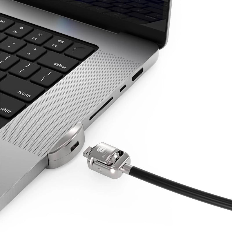 Compulocks Ledge Lock Adapter for MacBook Pro 14" M1, M2 & M3 with Keyed Cable Lock Silver