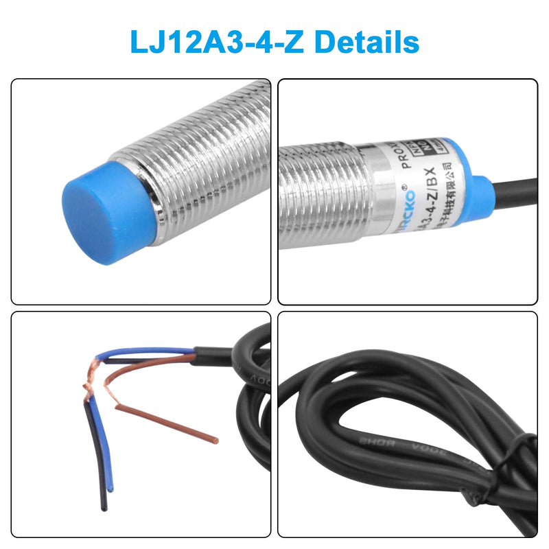 LJ12A3-4-Z BX Proximity Sensor RUIZHI Pack of 5 LJ12A3-4-Z Switch Sensor/Switch Inductive Metal Inductive NPN Normally Open 3-Core DC 6-36V Compatible with Arduino