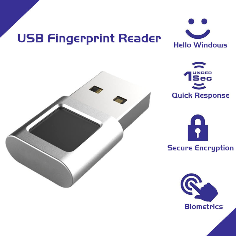 USB Fingerprint Reader Mini Fingerprint Scanner PC Dongle Windows Hello Fingerprint Reader for PC Laptop 360 Degree Touch Speedy Matching Biometric Portable USB Fingerprint Logger for Windows 10/11