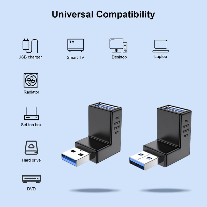 USB 3.0 Adapter 90 Degree Male to Female Combo Vertical Up and Down Angle Coupler Connector by Oxsubor