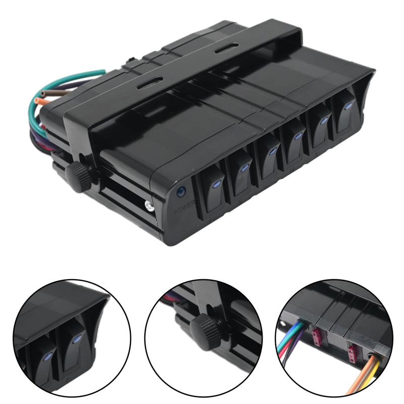 [AUSTRALIA] - EATAKWARD 6 Gang Switch Box Rocker Switch Panel 12V Rocker Switch Box 40 Amp Max ON/Off Switch Panel Box for Car Truck Auto Boat RVs (12 AWG Wires, 12 Volt DC) 