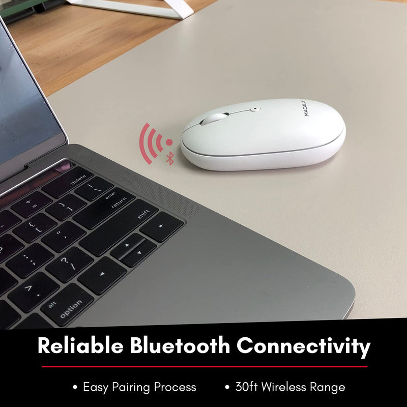 Macally Wireless Bluetooth Mouse for Laptop and Desktop PC - Simple Rechargeable Wireless Bluetooth Mouse for MacBook Pro Air, Mac iPad, Android - Compatible Apple Mouse Wireless Silent Quiet