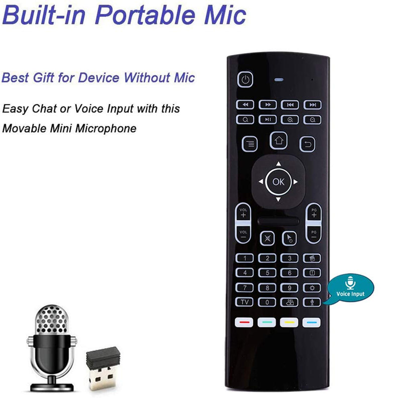 Air Mouse,MX3 Pro Backlit Mini Keyboard,Voice Remote Control,Mini Wireless Keyboard & IR Learning Air Mouse Remote,Best for Raspberry Pi 4 Android Smart Tv Box HTPC IPTV PC Pad Xbox MX3 Voice Backlit